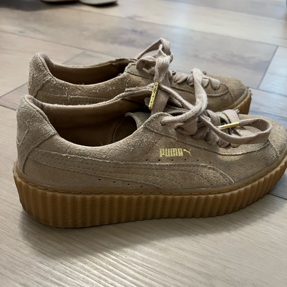 Puma Rihanna Women's Beige Suede Platform Sneakers